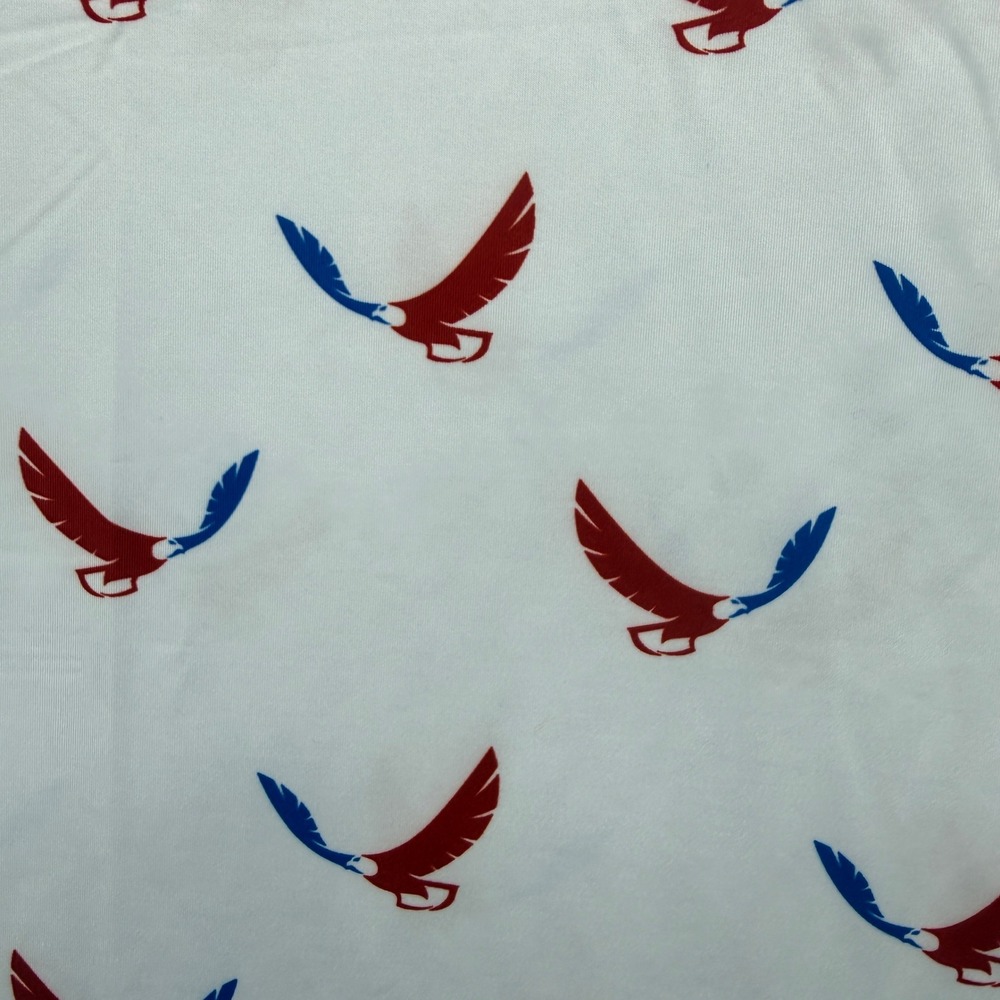 Yatta Golf Polo Shirt Mens XXL White Red Blue Eagle Print Performance Stretch - Picture 4 of 9